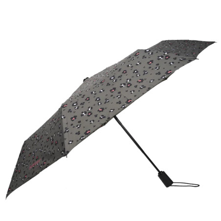 Isotoner Compact Automatic Umbrella Leopard Khaki
