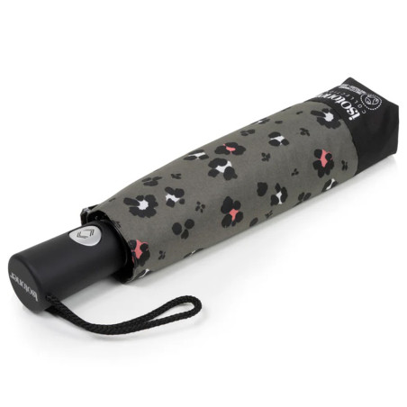 Isotoner Compact Automatic Umbrella Leopard Khaki
