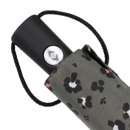 Isotoner Compact Automatic Umbrella Leopard Khaki