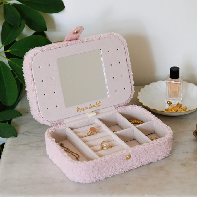 Maison Scarlett Brigitte Travel Jewelry Box Teddy Plush Rose