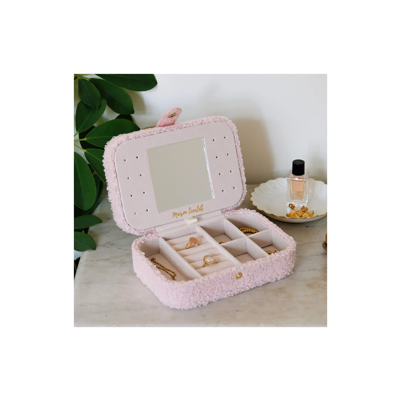 Maison Scarlett Brigitte Boite A Bijoux De Voyage Teddy Moumoute Rose