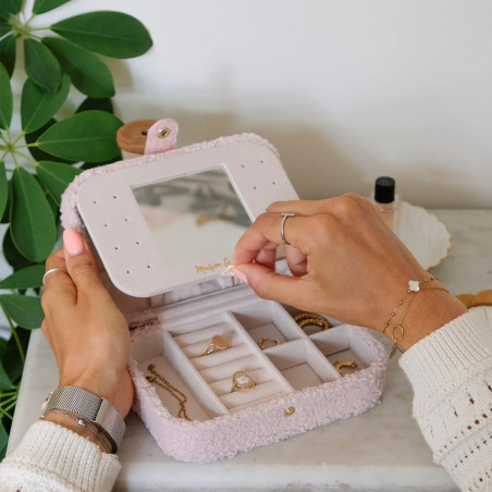 Maison Scarlett Brigitte Travel Jewelry Box Teddy Plush Rose