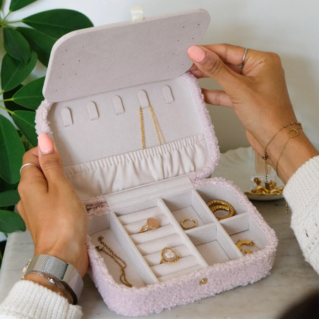 Maison Scarlett Brigitte Travel Jewelry Box Teddy Plush Rose