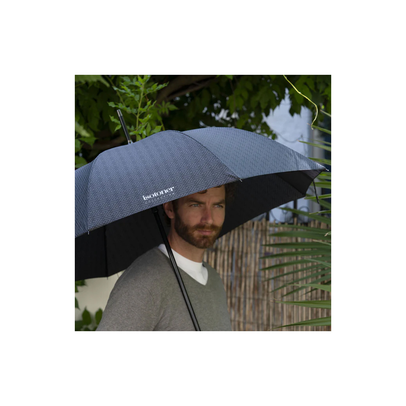 Men's Automatic Folding Handle X-TRA Solid Monogram Umbrella
