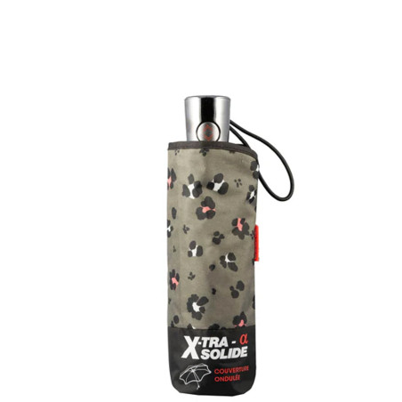 Isotoner X-Tra Solid Folding Leopard Khaki Umbrella