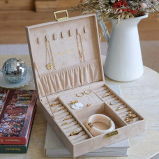 Maison Scarlett Anne Velvet Jewelry Box Beige