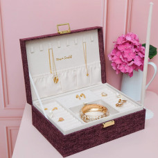 Maison Scarlett Louise Jewelry Box in Bordeaux Lin