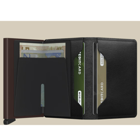 Secrid Slimwallet Original Porte-Carte Black Brown ouvert rabat