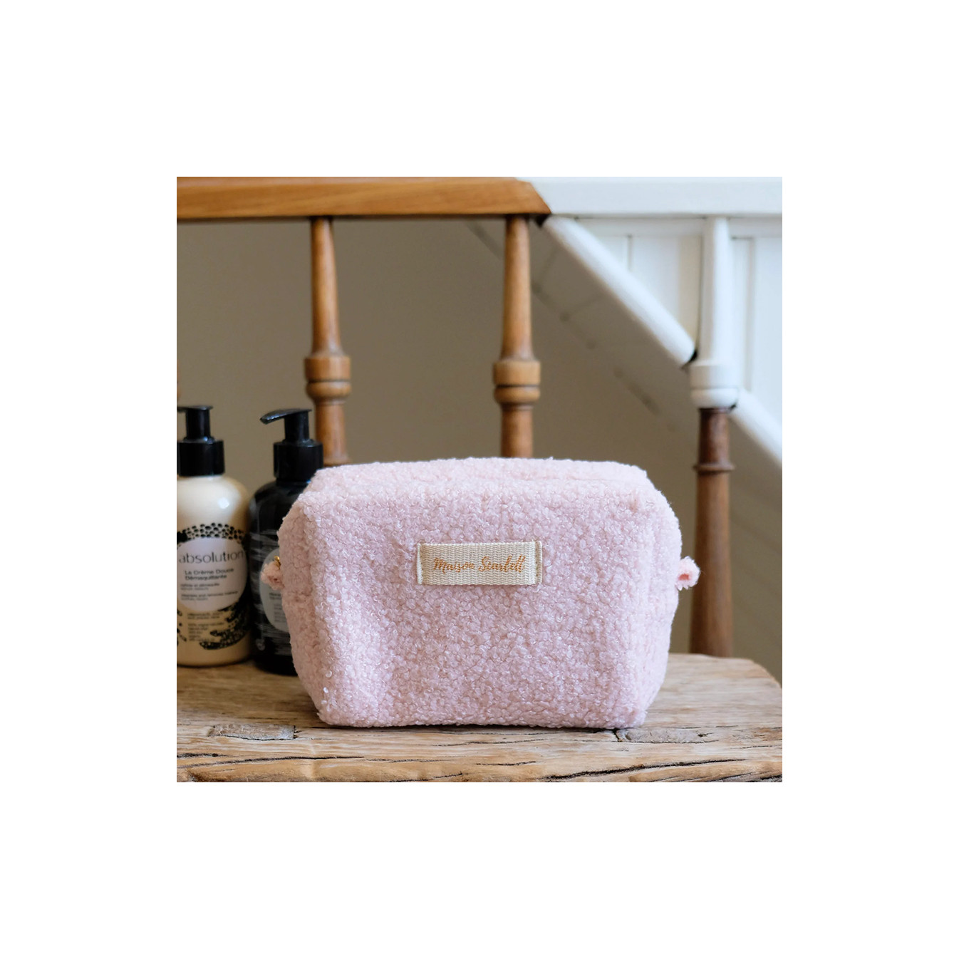 Maison Scarlett Charlotte S Size Teddy Rose Makeup Bag