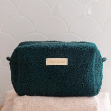Maison Scarlett Charlotte L Size Wash Bag in Green Teddy Fleece