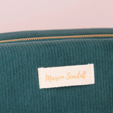 Maison Scarlett Charlotte L Size Velour Ribbed Green Toiletry Bag