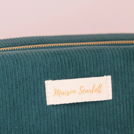 Maison Scarlett Charlotte Trousse De Toilette L En Velours Côtelé Vert details