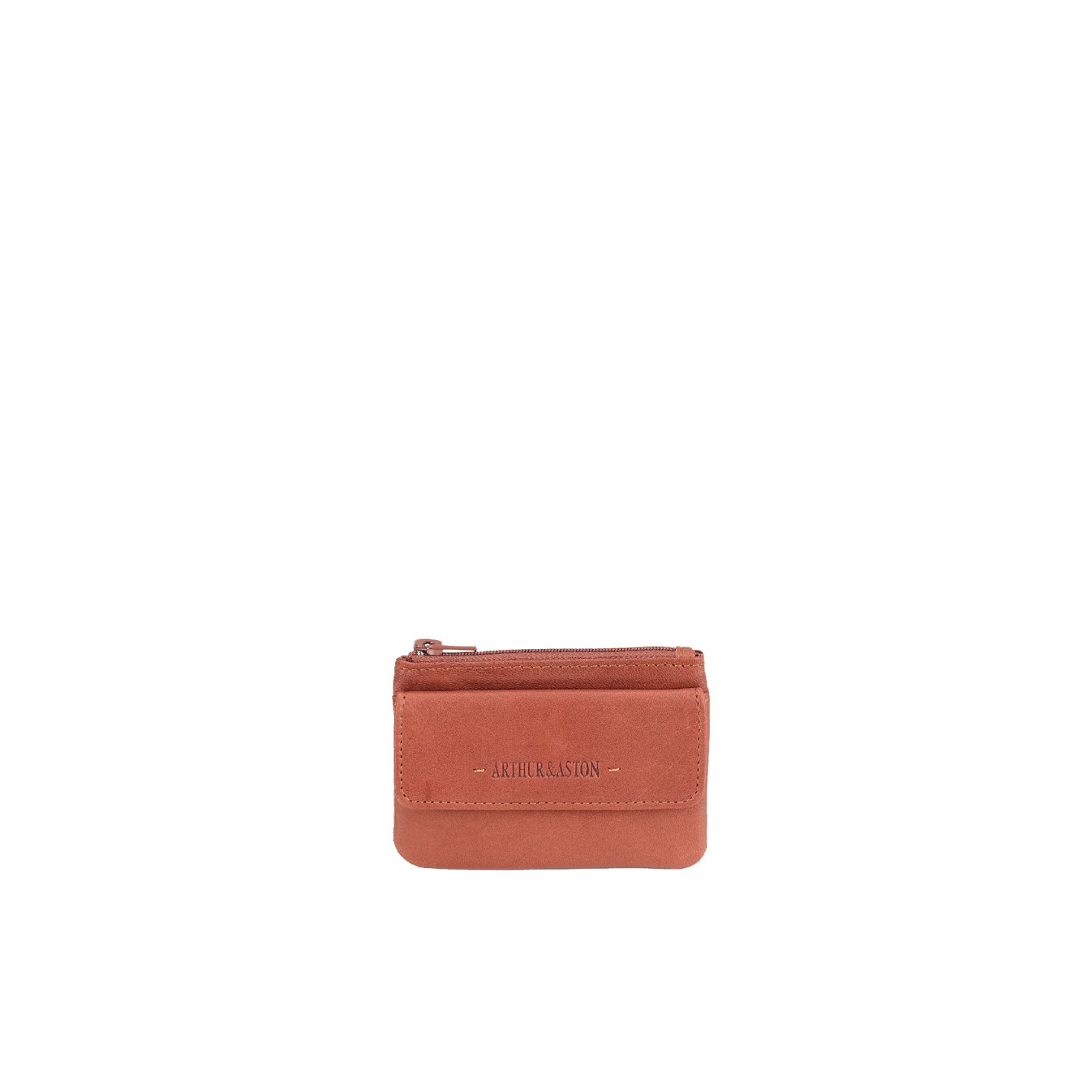 Arthur Et Aston Johany Zippered Wallet In Cognac Leather
