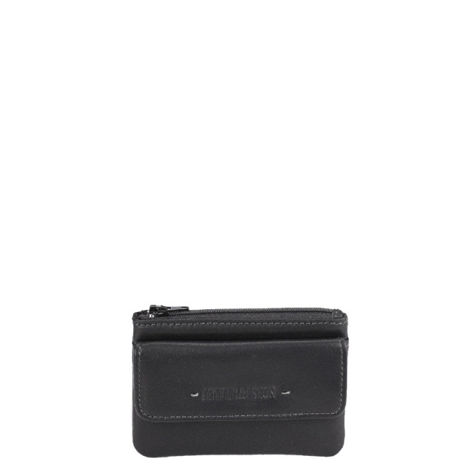 Arthur Et Aston Johany Zippered Wallet in Black Leather