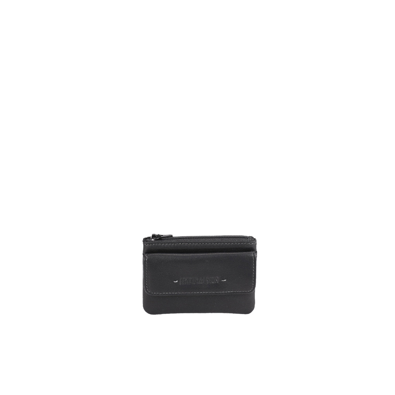 Arthur Et Aston Johany Zippered Wallet in Black Leather
