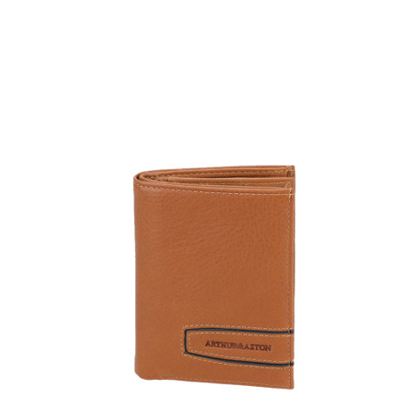 Arthur & Aston Léon RFID Vertical Leather Wallet in Cognac