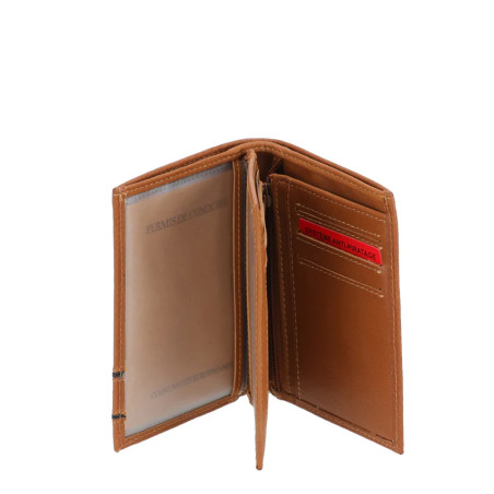 Arthur & Aston Léon RFID Vertical Leather Wallet in Cognac