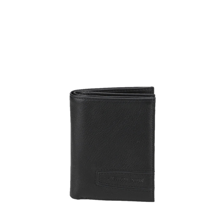 Arthur & Aston Léon RFID Vertical Leather Wallet in Black