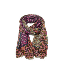 Atoll Palm Funky Scarf with Colorful Patterns Light Brown