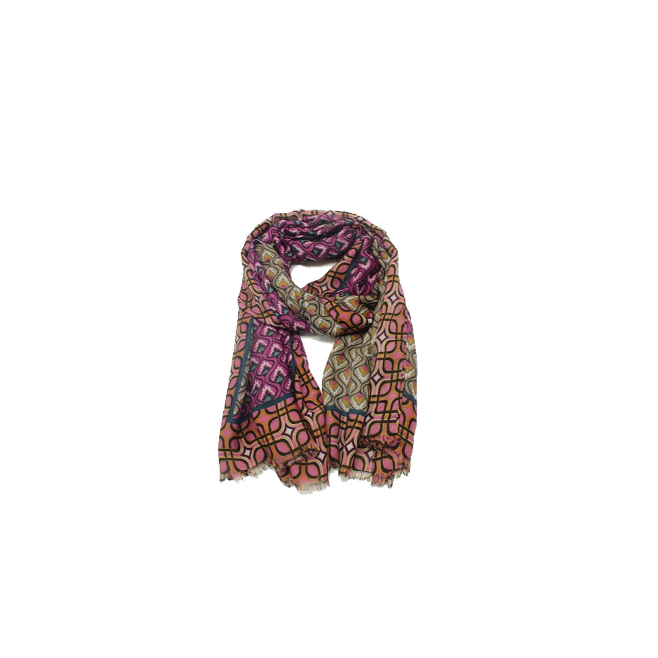 Atoll Palm Funky Scarf with Colorful Patterns Light Brown