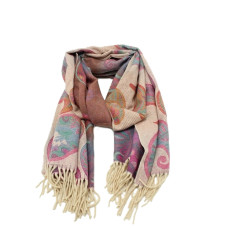 Atoll Palm Retro Scarf with Colorful Lilac Patterns