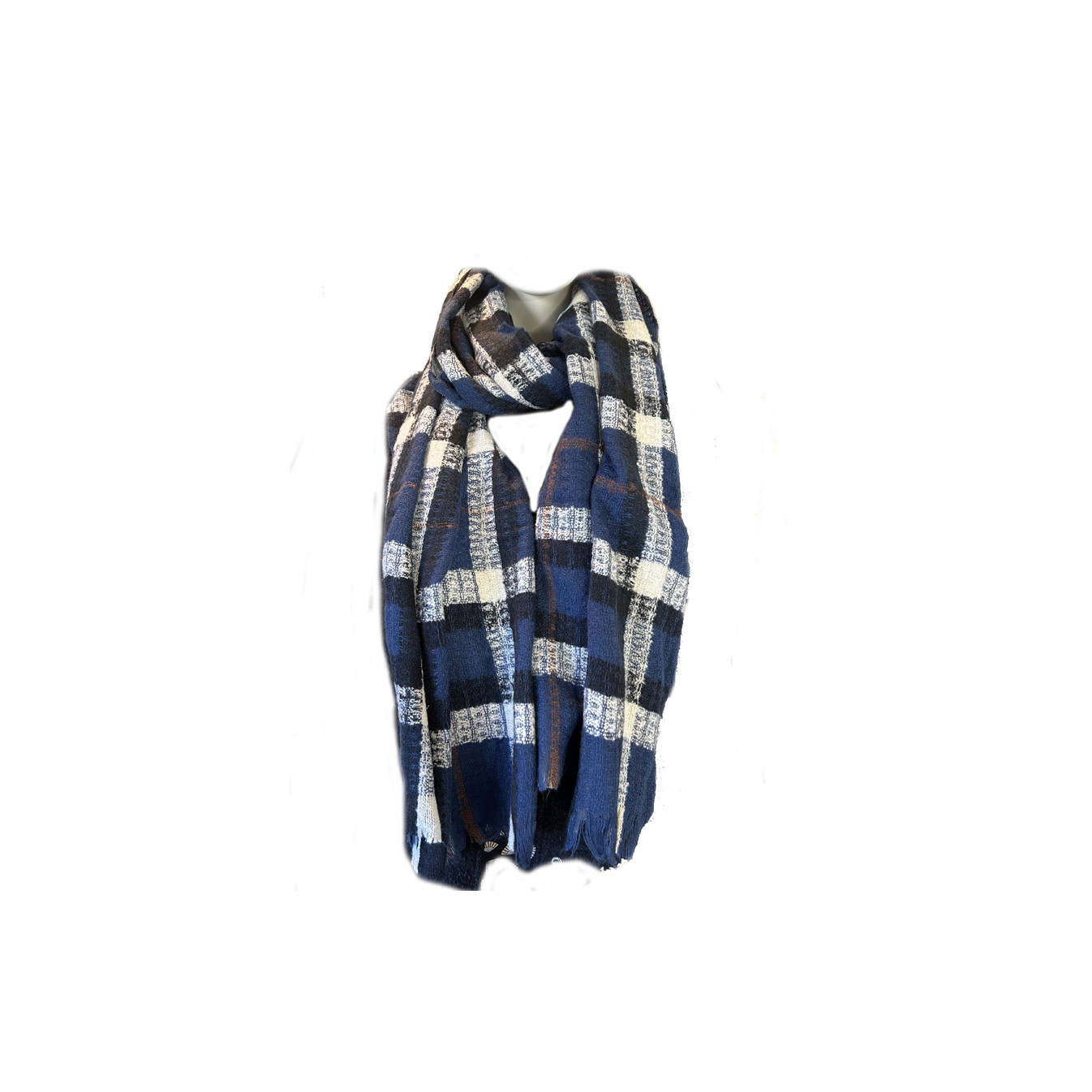 Atoll Palm Charm Plaid Scarf Dark Blue