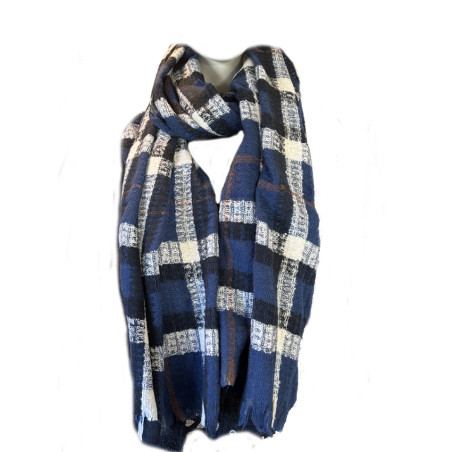 Atoll Palm Charm Plaid Scarf Dark Blue