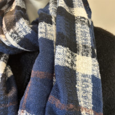 Atoll Palm Charm Plaid Scarf Dark Blue