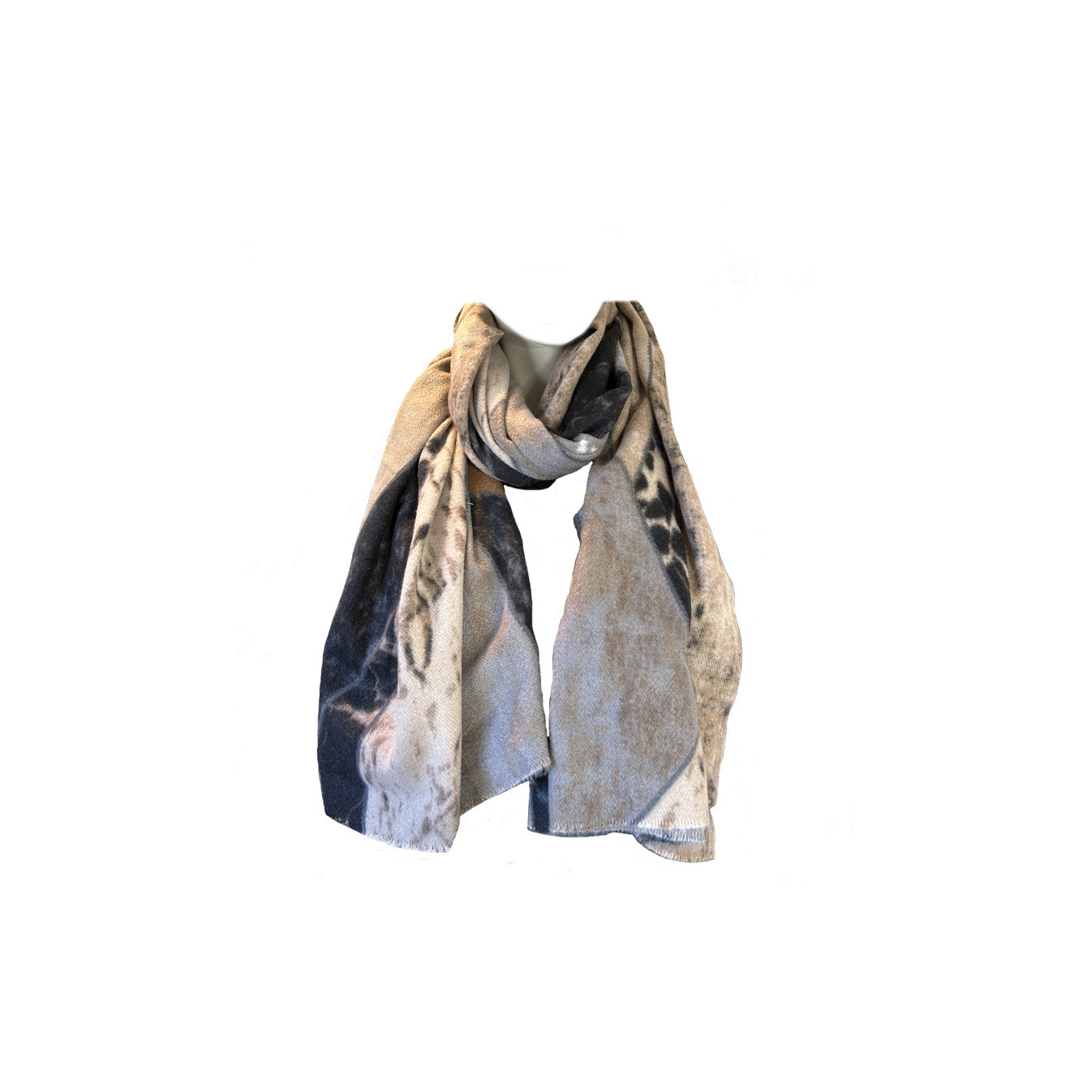 Atoll Palm Graphic Mix Scarf with Various Patterns Black