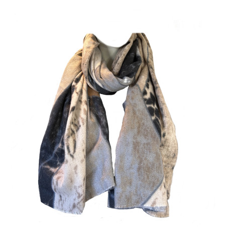 Atoll Palm Graphic Mix Scarf with Various Patterns Black