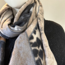 Atoll Palm Graphic Mix Scarf with Various Patterns Black