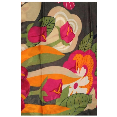 Atoll Palm Flower Explosion Dark Grey Scarf