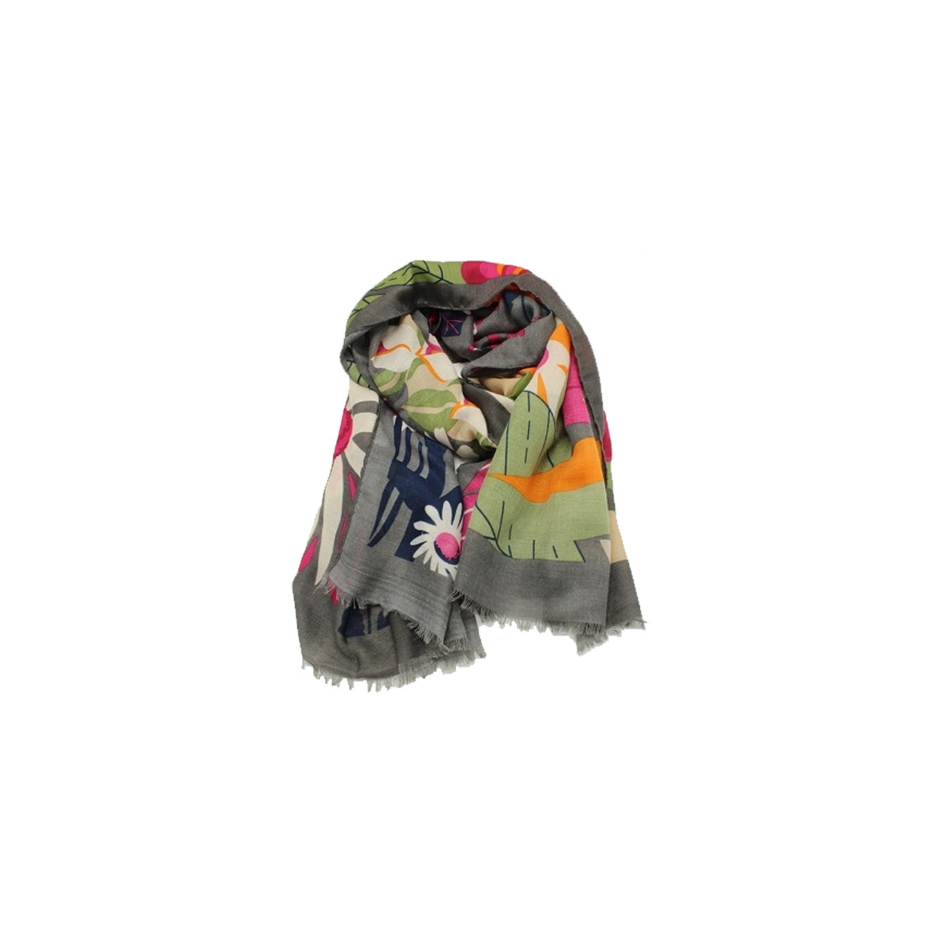 Atoll Palm Flower Explosion Dark Grey Scarf