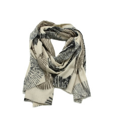 Atoll Palm Dance of Lines Scarf with Round Patterns Ecru