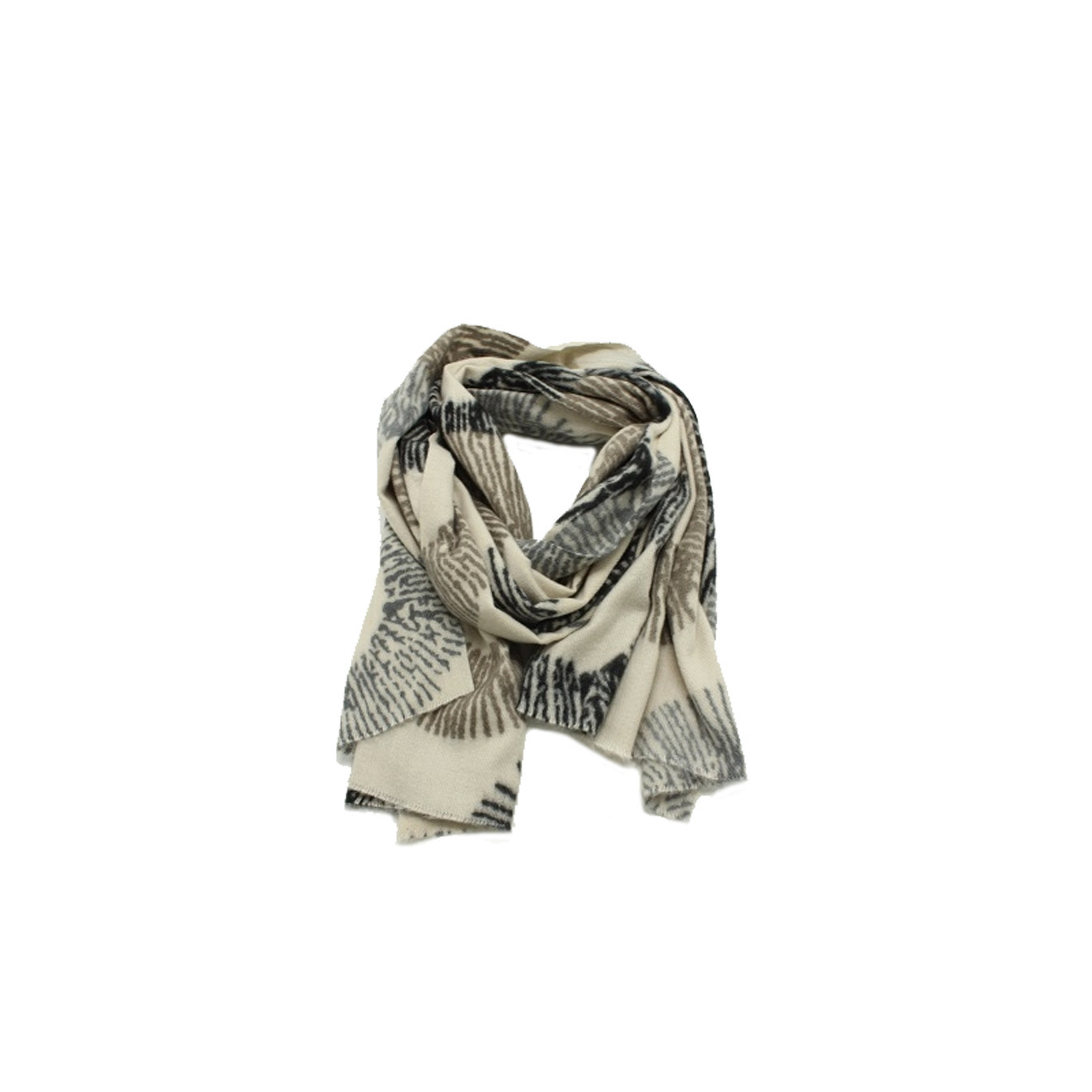 Atoll Palm Dance of Lines Scarf with Round Patterns Ecru
