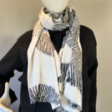 Atoll Palm Dance of Lines Scarf with Round Patterns Ecru