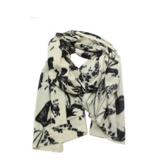 Atoll Palm Floral Chic Soft Scarf with Floral Patterns in Cream