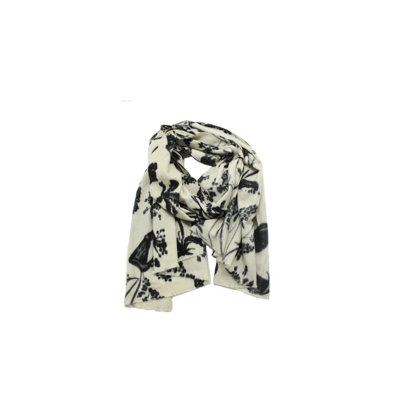 Atoll Palm Floral Chic Soft Scarf with Floral Patterns in Cream