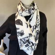 Atoll Palm Floral Chic Soft Scarf with Floral Patterns in Cream