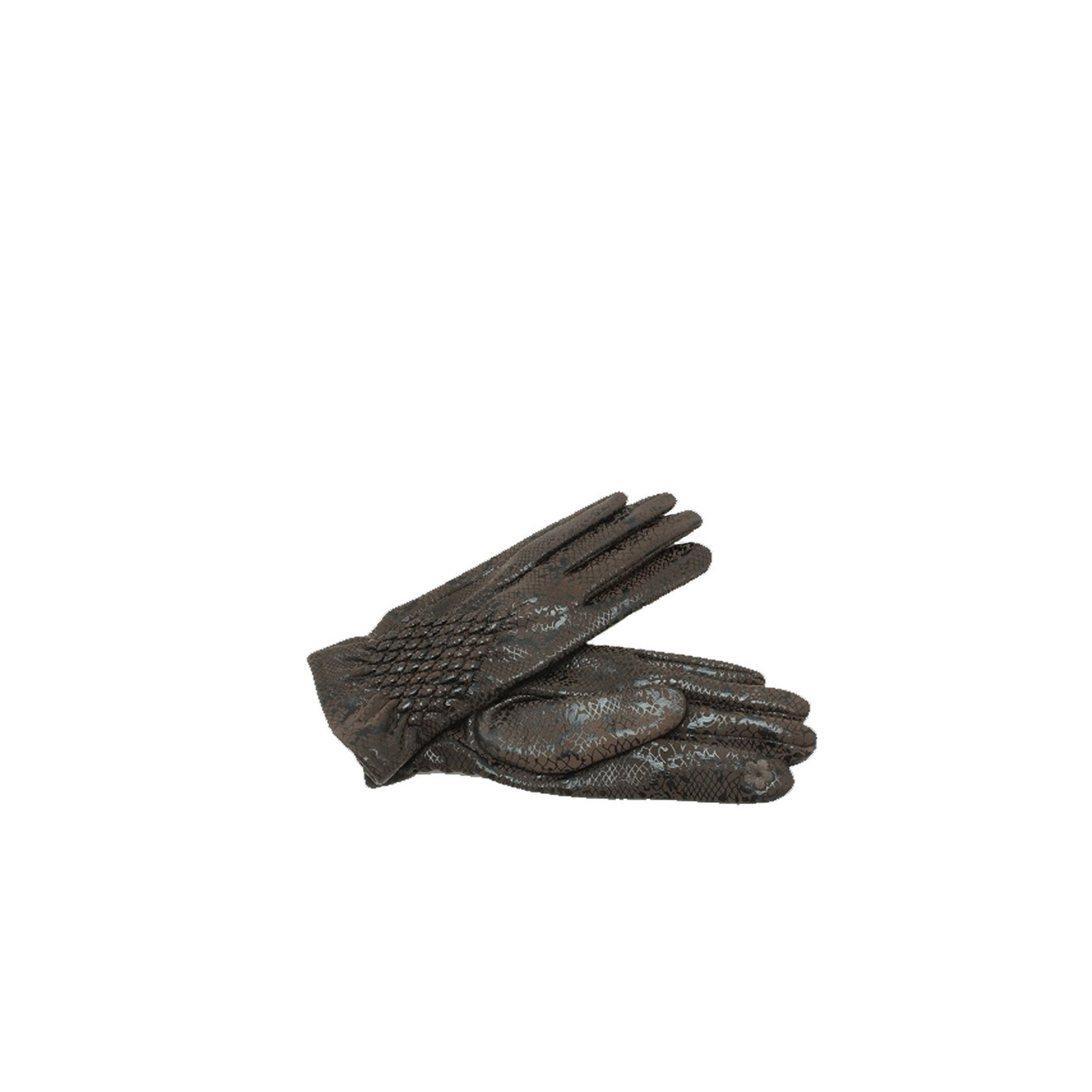 Atoll Palm Shine Python Printed Gloves Dark Brown