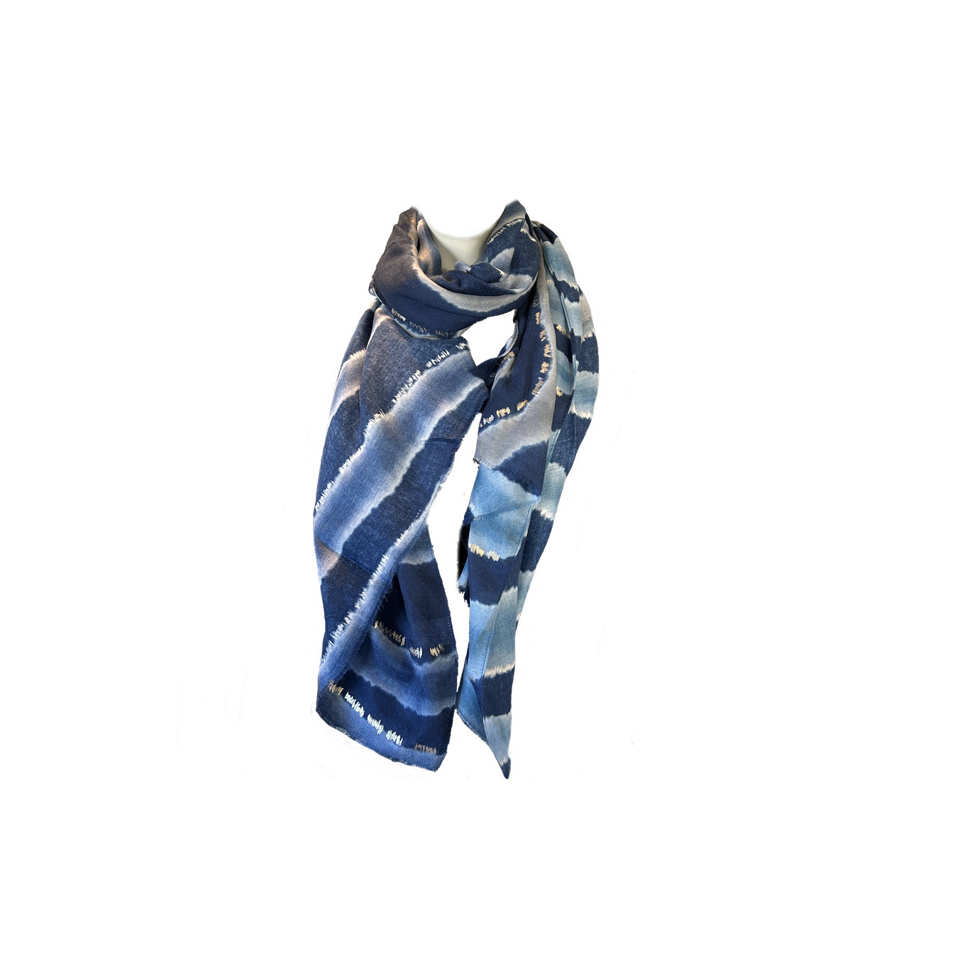 Atoll Palme Sable & Soie Foulard Epais Bleu Foncé