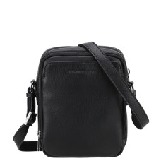 Arthur et Aston Ange Shoulder Bag in Leather M 2 Compartments Black