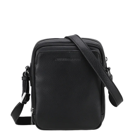 Arthur et Aston Ange Shoulder Bag in Leather M 2 Compartments Black