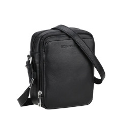 Arthur et Aston Ange Shoulder Bag in Leather M 2 Compartments Black