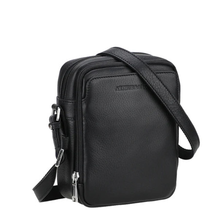 Arthur et Aston Ange Shoulder Bag in Leather M 2 Compartments Black