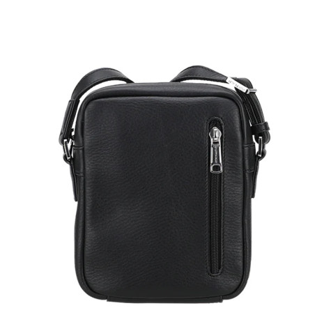 Arthur et Aston Ange Shoulder Bag in Leather M 2 Compartments Black