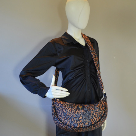 Le Voyage En Panier Fauvi Sac Besace Doudoune Léopard Camel
