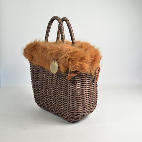 Le Voyage en Panier Moscopelli Small Cabas Camel cote