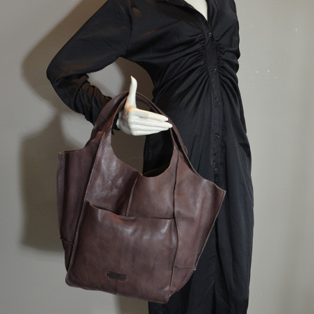 Biba Homer Sac Cabas HOM1L Marron CL porté