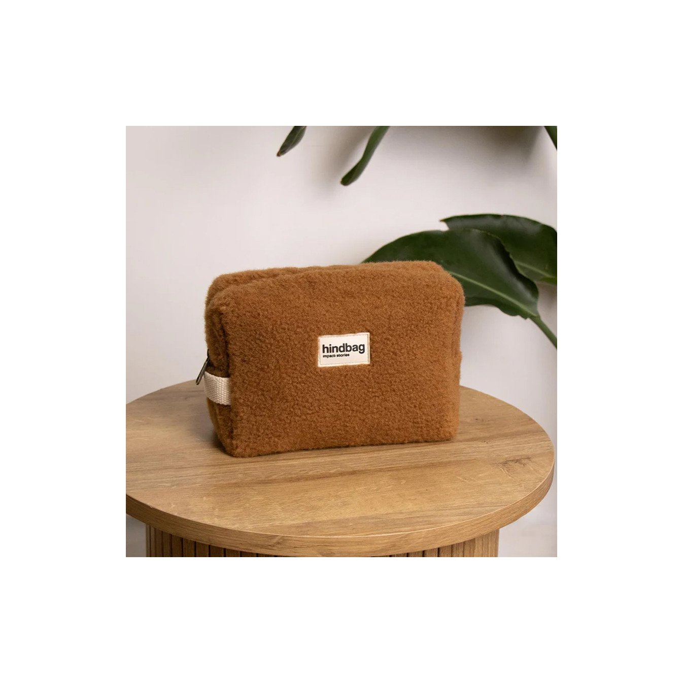 Hindbag Leon Cosmetic Bag Teddy Faux Fur Brown